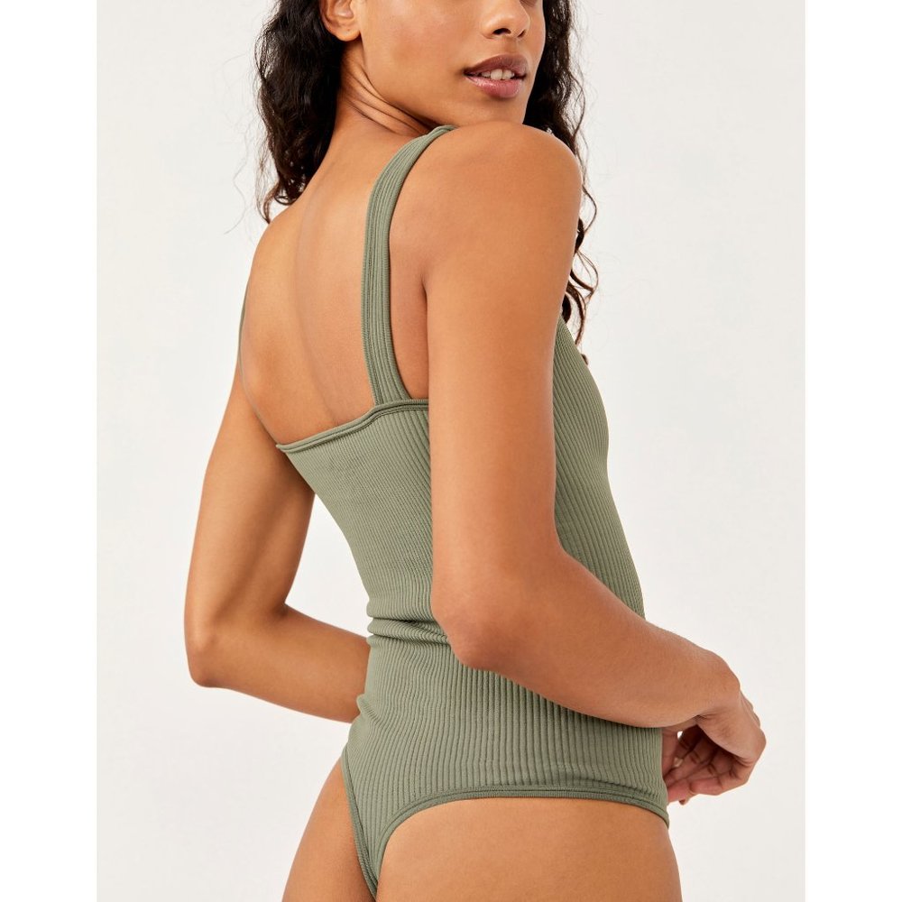 FREE PEOPLE XYZ Recycled Bodysuit / Army - Picture 4 of 6